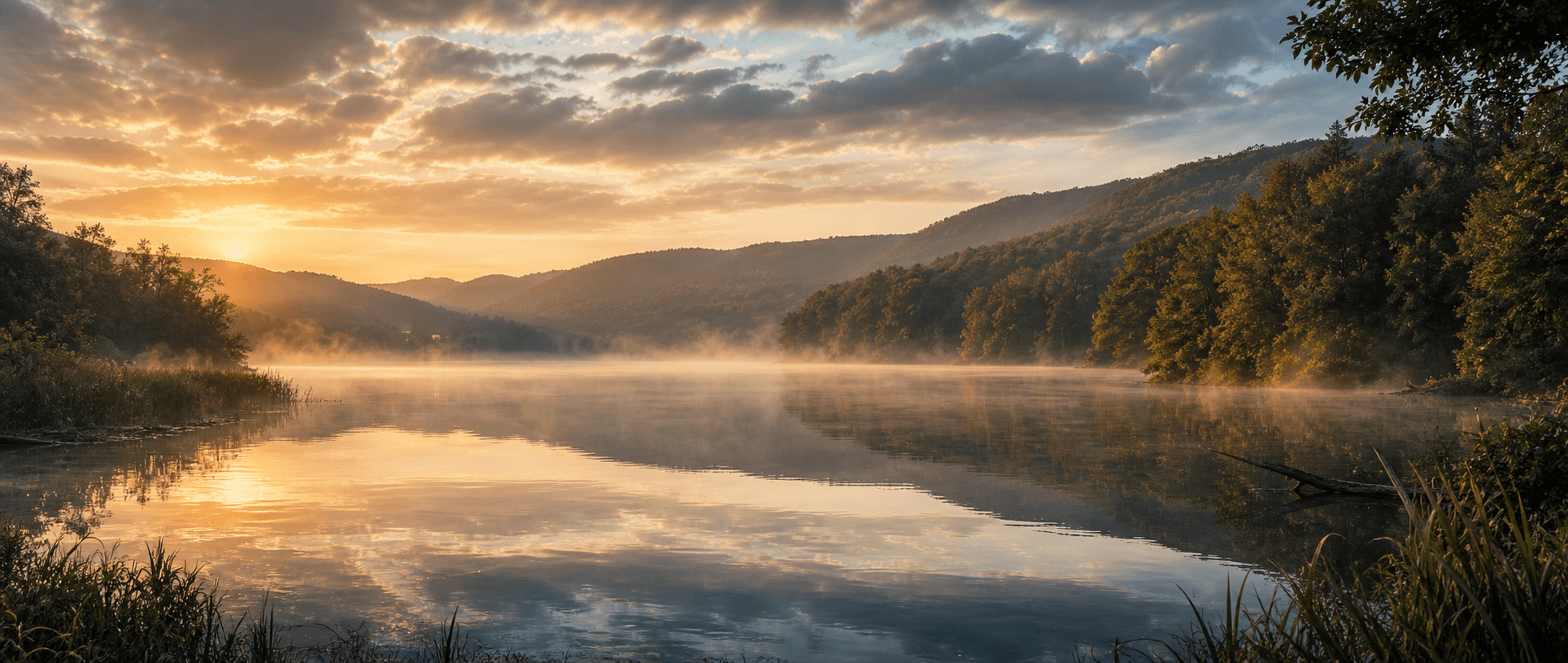Maglovito jezero u zoru